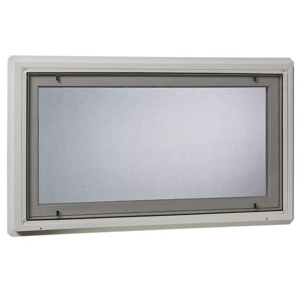 TAFCO WINDOWS - 32.25 in. x 24.25 in. White Double-Pane Insulated Glass Hinged Vinyl Hopper Inswing Basement Window with Screen