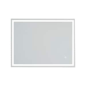 32 in. W x 24 in. H Rectangular Frameless Bluetooth LED Light Anti-Fog Wall Mounted Bathroom Vanity Mirror in Silver