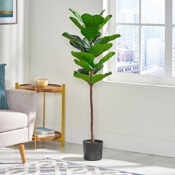 Noble House Sherard 4 ft. Green Artificial Fiddle-Leaf Fig Tree