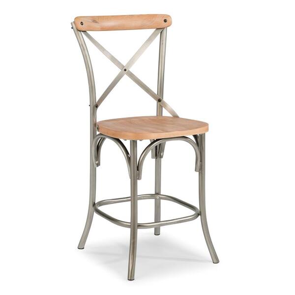 HOMESTYLES French Quarter 24 in. Aged White Wash Natural Bar Stool