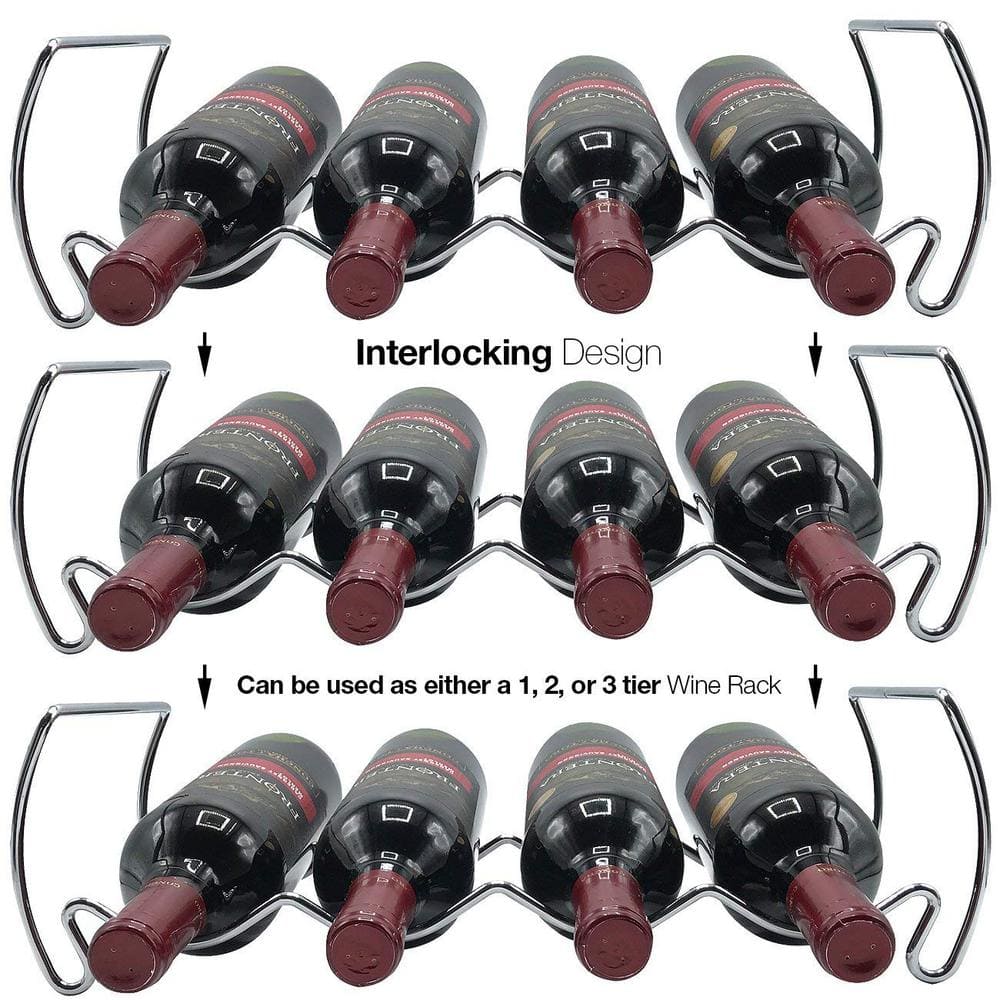 Sorbus 3-Tier Stackable Silver Metal Wine Rack for 12 Bottles