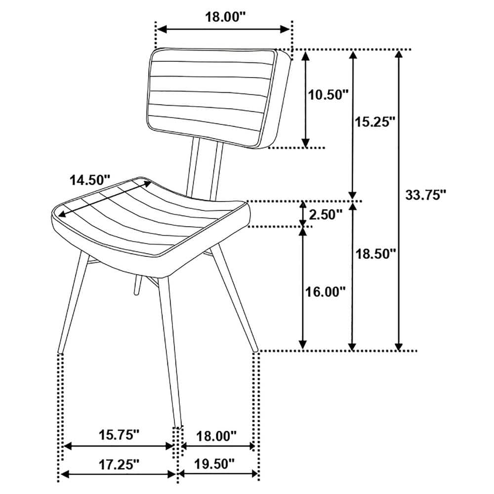 Espresso Leather Upholstered Side Chair with Metal Legs