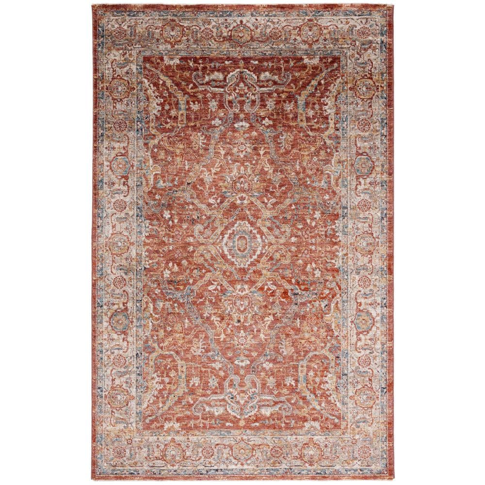 Valencia 4 ft. x 6 ft. Rust/Beige Distressed Border Ornate Area Rug price history on PriceWatchPro