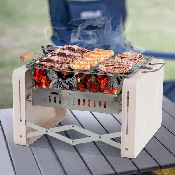 Alpulon Folding Charcoal BBQ Grill with Dishwasher-safe Grill