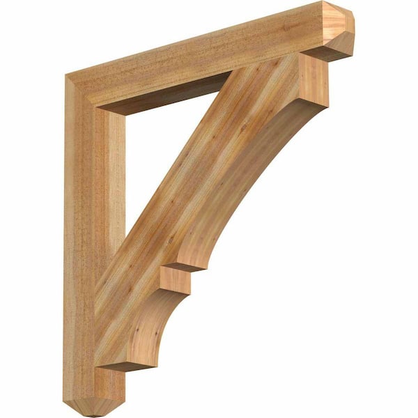 Ekena Millwork 4 in. x 32 in. x 32 in. Western Red Cedar Balboa Craftsman Rough Sawn Bracket