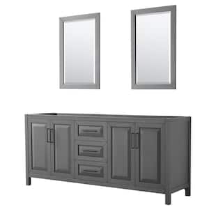 Daria 78.75 in. W x 21.5 in. D x 35 in. H Double Bath Vanity Cabinet without Top in Dark Gray with 24 in. Mirrors