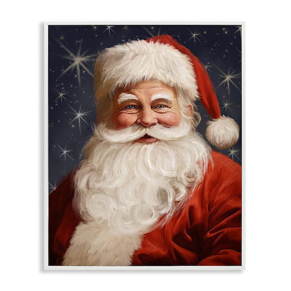 Stupell Industries Smiling Santa Claus Portrait by Ramona Murdock 1-Piece Framed Graphic Print People Poster Art Print 30 in. x 24 in.