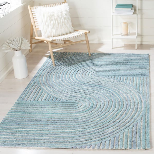 Southampton 6 ft. x 9 ft. Blue Meander Striped Area Rug