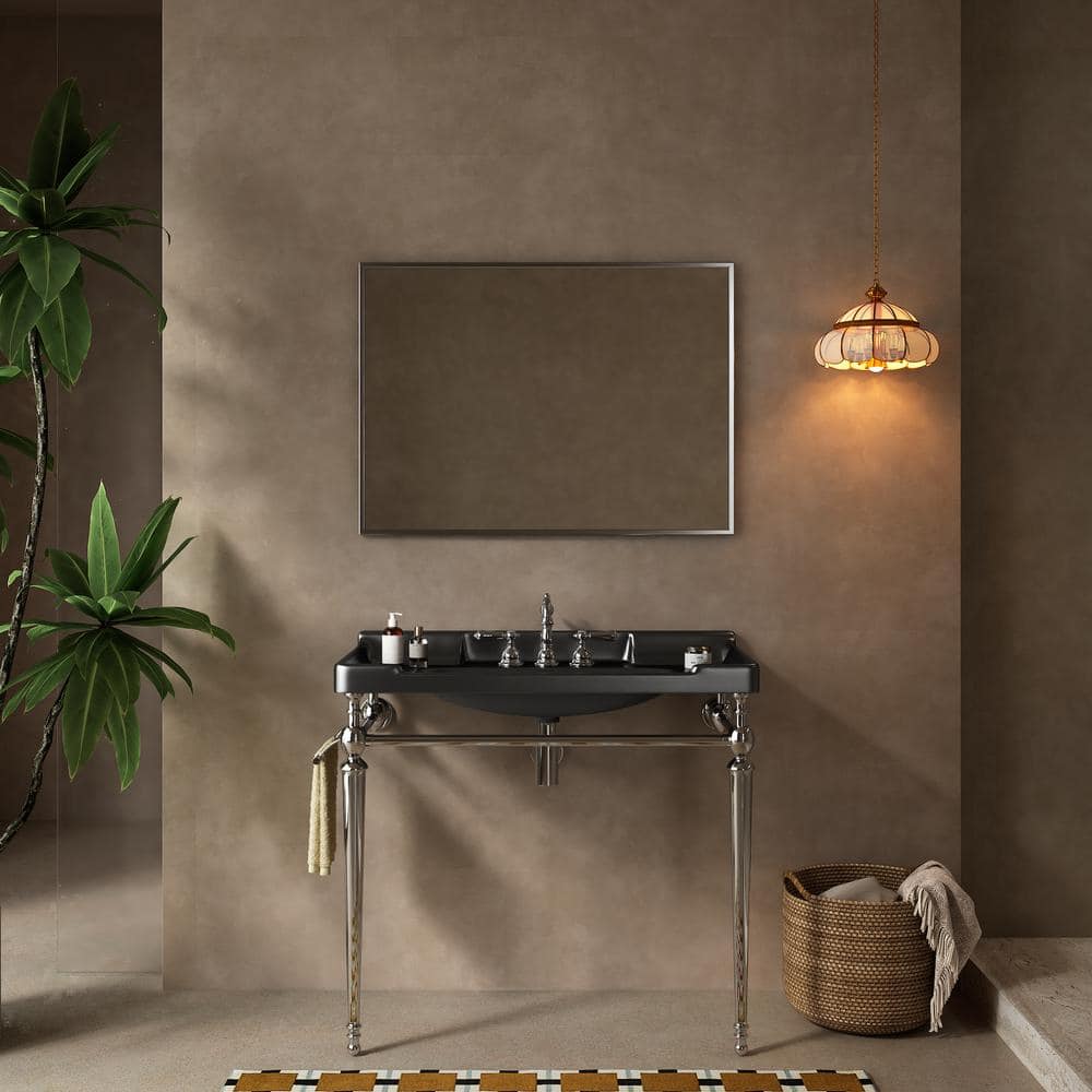 36 in. W x 19 in. D x 35 in. H Single Sink Freestanding Bath Vanity in Chrome with White Ceramic Top price history on PriceWatchPro