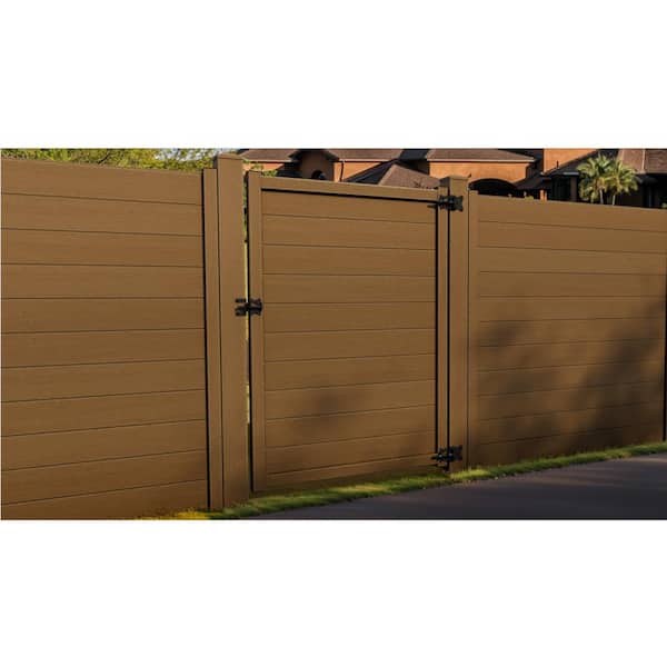 Natures Composites Composite Modern Horizontal Privacy ( 6 ft. H x 4 ft. W) Timber Brown Full Size Fence Gate