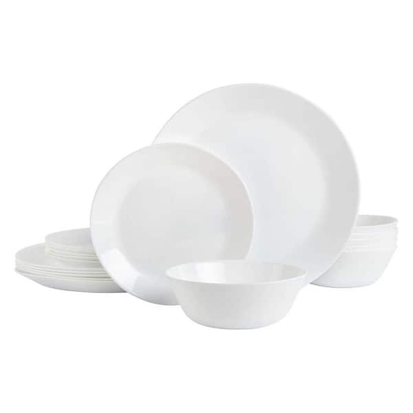 Gibson 18-Piece White Glass Ultra Break and Chip Resistant Dinnerware Set (Service for Set for 6)