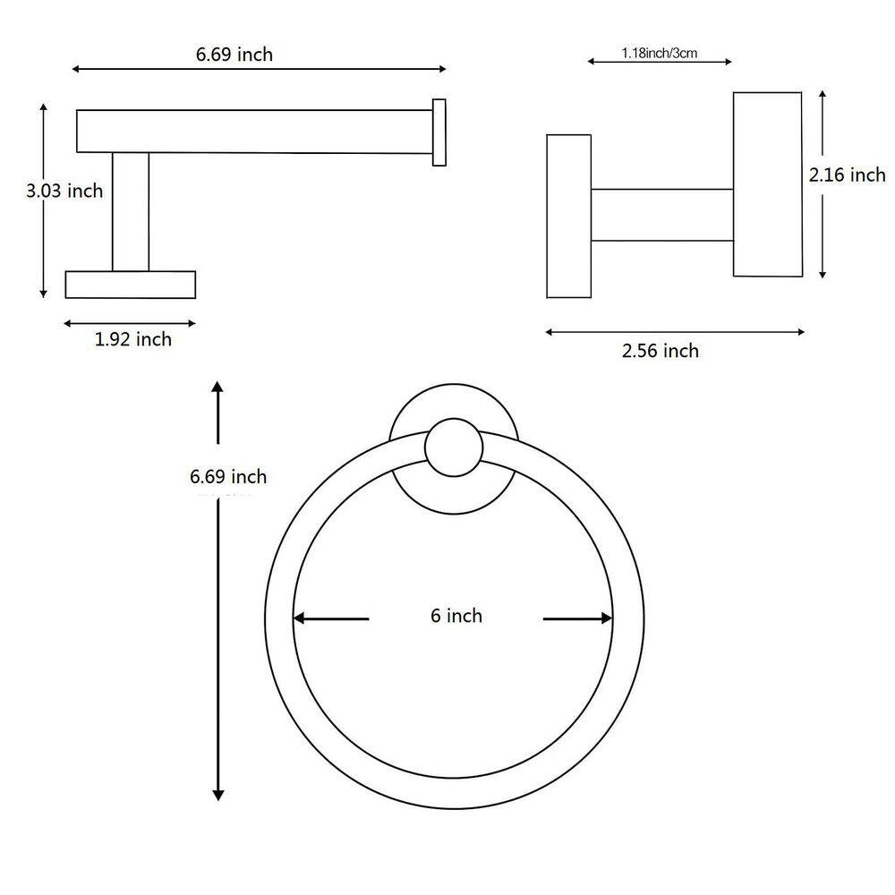 Matte Black Stainless Steel 3-Piece Bathroom Hardware Set