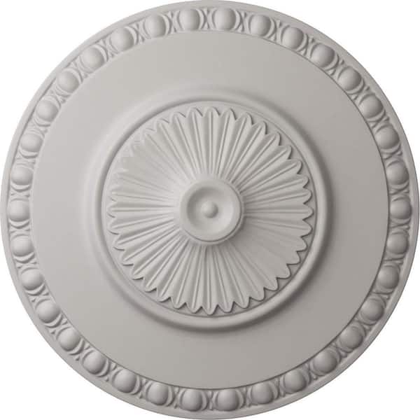 Ekena Millwork 23-1/2 in. x 3-1/4 in. Lyon Urethane Ceiling Medallion (Fits Canopies upto 3-5/8 in.), Ultra Pure White
