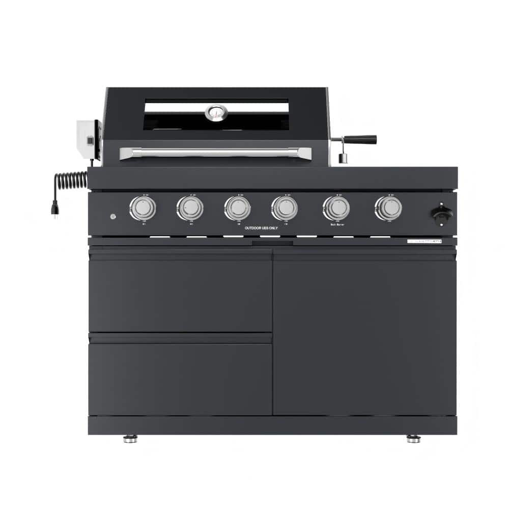97 in. Outdoor Kitchen Island with Wine Cooler Compact Refrigerator, Rotisserie, Granite Countertops, Storage Cabinets price history on PriceWatchPro