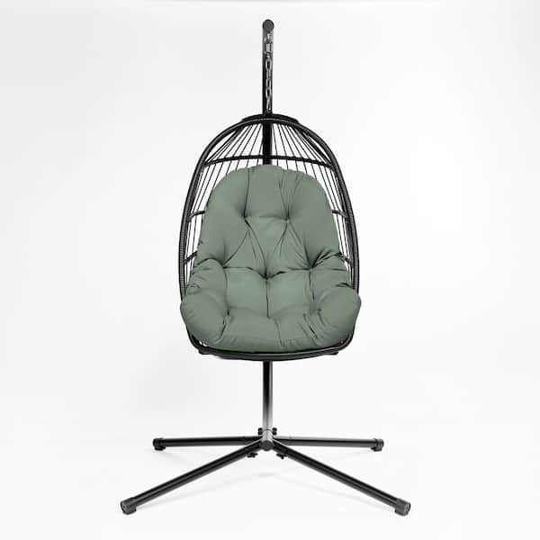 earthFIBER Plush Indoor / Outdoor Egg Chair Cushion, 35 x 49, Tufted for Comfort Sage Green Texture