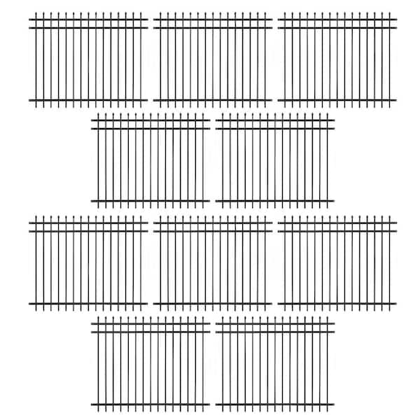 5 ft. x 6 ft. Heavy-Duty Steel Spaced Bar Pointed Pinnacle Metal Fence Panel (Pack of 10)