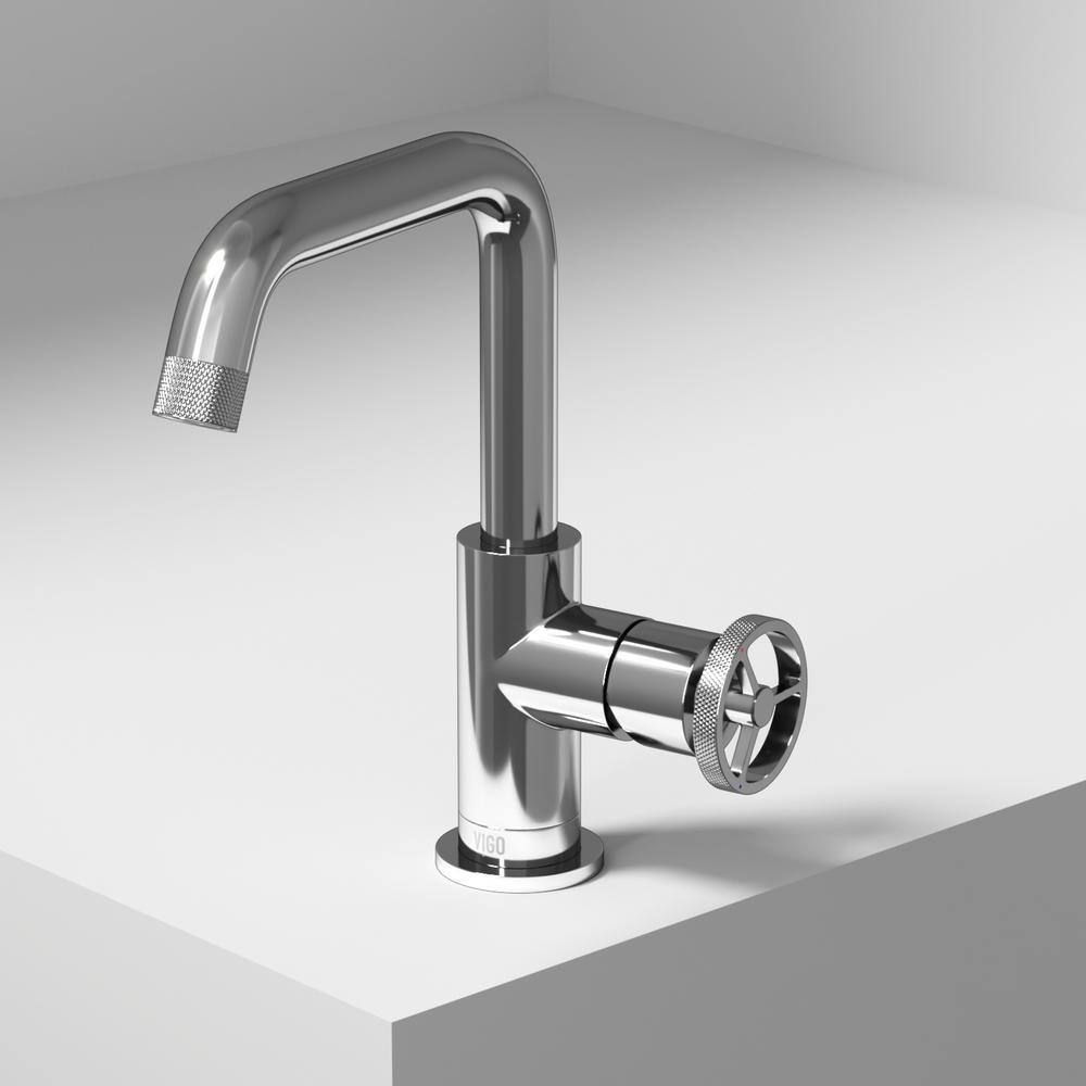 Cass Aerodynamic Wheel Handle Chrome Bathroom Faucet