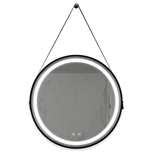 Miscool Anky 24 in. W x 24 in. H Round Framed Wall Mounted LED Bathroom Vanity Mirror