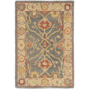 Antiquity Blue/Ivory Doormat 2 ft. x 3 ft. Border Floral Solid Area Rug