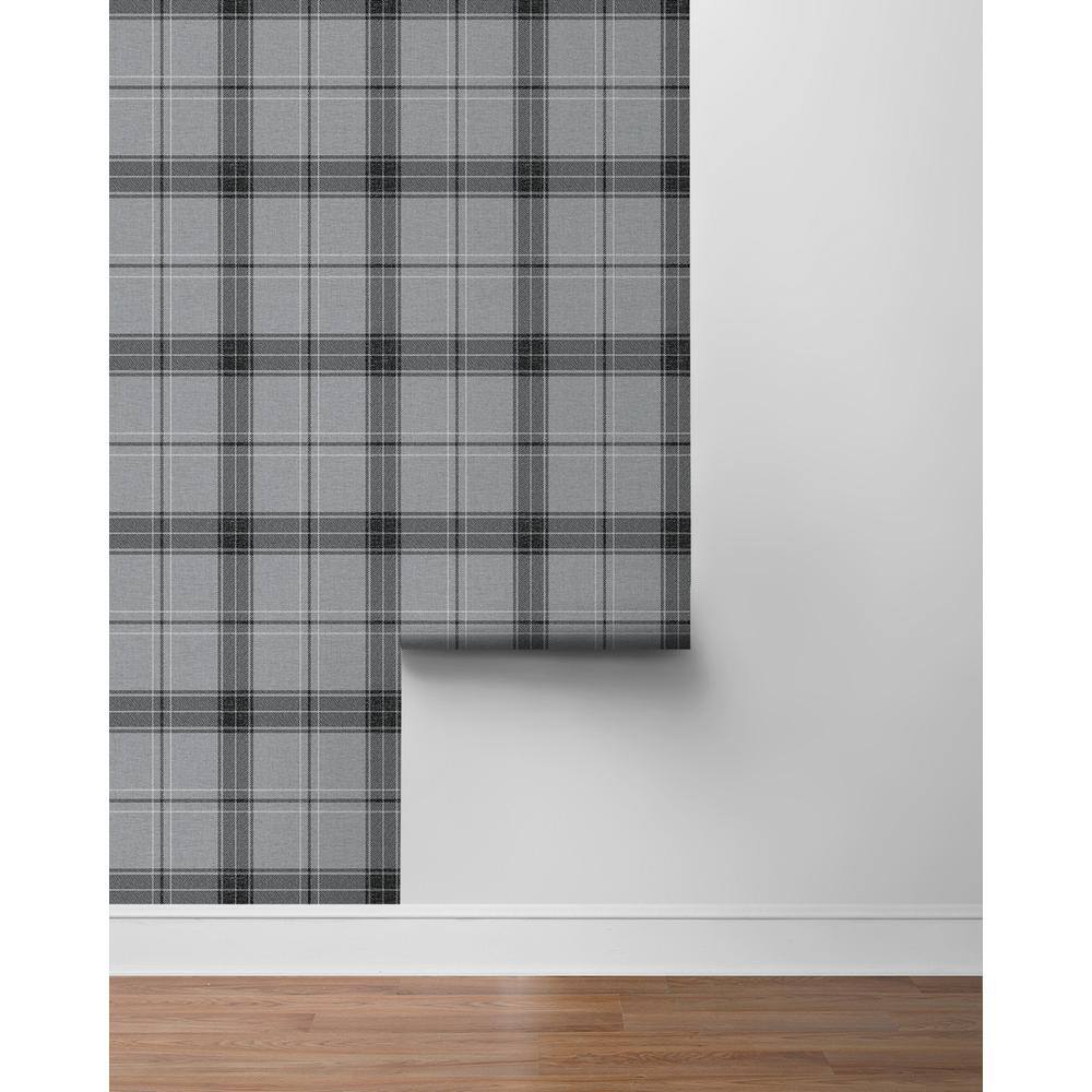 Greyscale Plaid Self-Adhesive Vinyl Wallpaper Roll