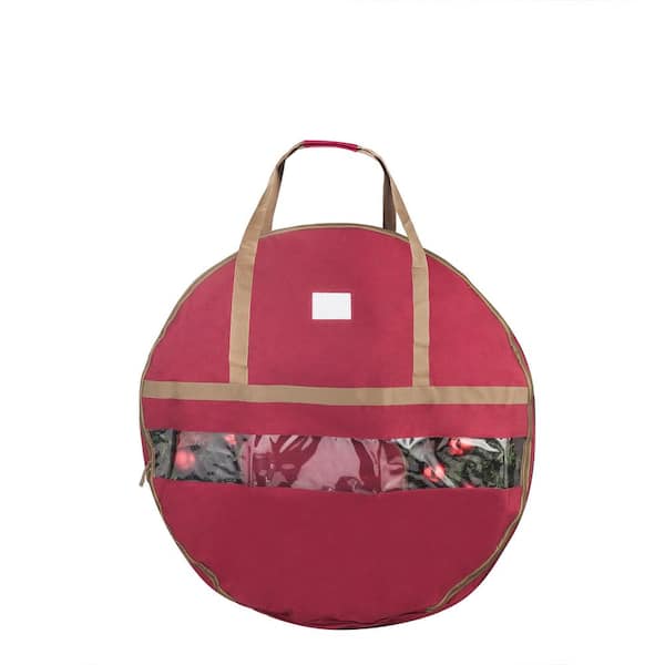 Elf Stor Ultimate 48 in. Artificial Christmas Wreath Storage Bag Red