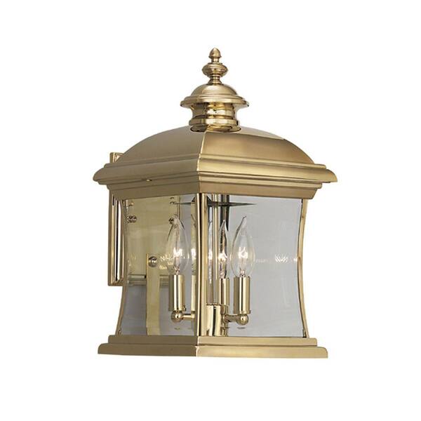 Cordelia Lighting Yorkshire 4-Light Polished Brass Outdoor Wall-Mount Lantern