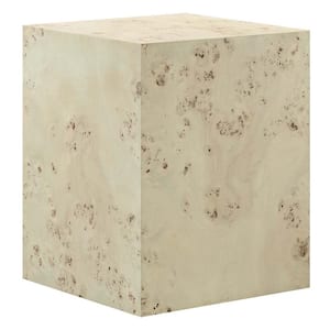 Cosmos 16 in. Square Burl Wood Side Table in Bleached Burl