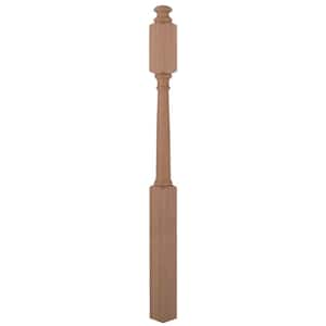 Stair Parts 4945 60 in. x 3 in. Unfinished Red Oak Mushroom Top Newel Post for Stair Remodel