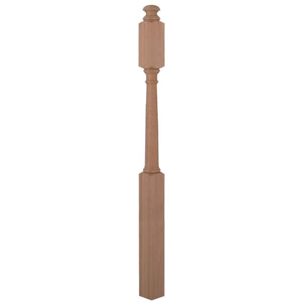 EVERMARK Stair Parts 4945 60 in. x 3 in. Unfinished Red Oak Mushroom Top Newel Post for Stair Remodel