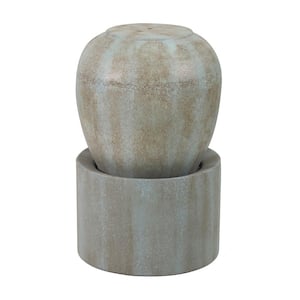 19.5 in. x 19.5 in. x 32.5 in. Heavy Outdoor Cement Fountain Antique Blue Cute Unique Urn Design Water feature