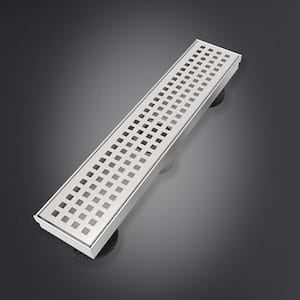 12 in. Stainless Steel Linear Shower Drain with Square Hole Pattern Drain Cover in Brushed Nickel