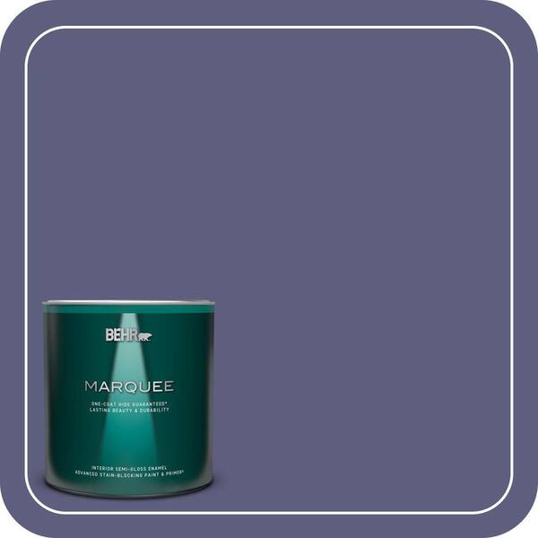 BEHR MARQUEE 1 qt. #M550-7 Strong Iris One-Coat Hide Semi-Gloss Enamel Interior Paint & Primer