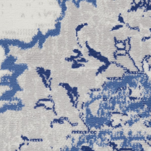 3 ft. x 5 ft. Ivory and Blue Medallion Area Rug