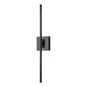 Byers 23.6 in. 1-Light Black Linear Wall Sconce 3000K Warm Light LED Bathroom Vanity Light with Rectangular Backplate