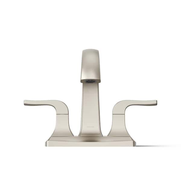 KOHLER Rubicon 4 in. Centerset Double Handle Bathroom Faucet in Vibrant Brushed Nickel