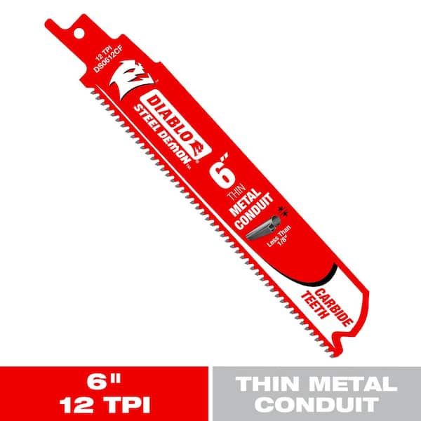 6 in. 12 TPI Steel Demon Carbide Teeth Reciprocating Saw Blade for Thin Metal Conduit