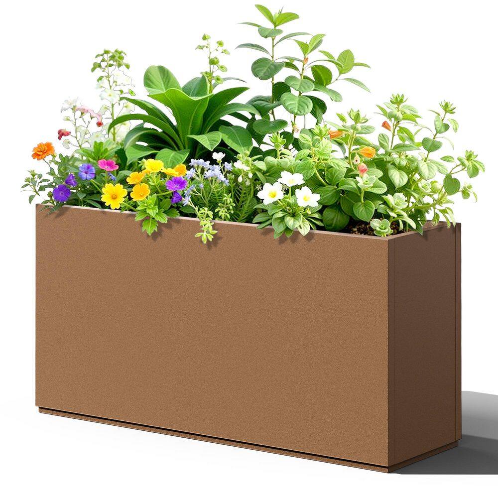 Tall Metal Planter Box-Brown Rectangle Outdoor Plant Pot (32 in. L x 10 in. W x 16 in. H) price history on PriceWatchPro