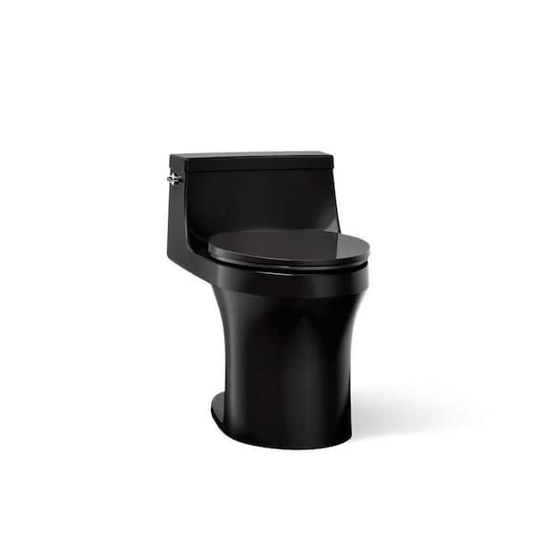 San Souci 12 in. 1-Piece 1.28 GPF Single Flush Elongated Toilet in Black (Seat Included)
