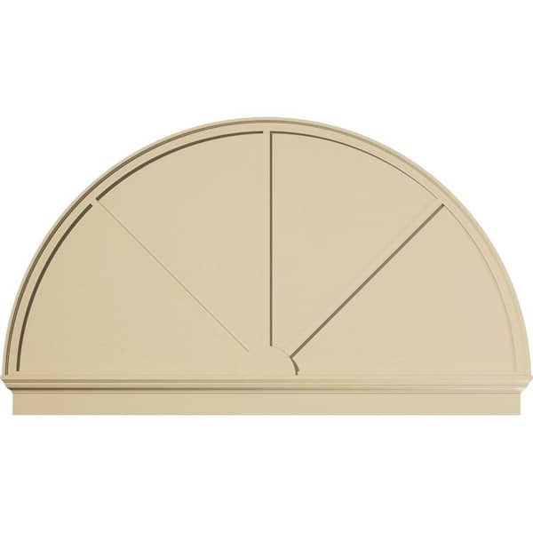 Ekena Millwork 76 in. W x 44-3/4 in. H x 2-3/4 in. P Half Round 3 Spoke Signature Urethane Combination Pediment, Primed Tan