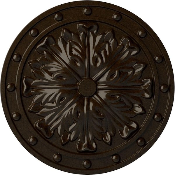 Ekena Millwork 1-1/2 in. x 20-1/2 in. x 20-1/2 in. Polyurethane Foster Acanthus Leaf Ceiling Medallion, Bronze