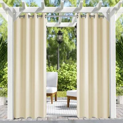 50 x 120 in Outdoor Waterproof Windproof Grommet Porch Decor Privacy Thermal Insulated Curtain ,Beige (1 Panel )