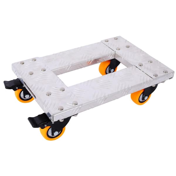 maocao hoom 18 in. x 12 in. Heavy Duty Movers Dolly Aluminum Frame with 3 in. TPU Professional Casters, Brake 2-Pieces Set 800 lbs.