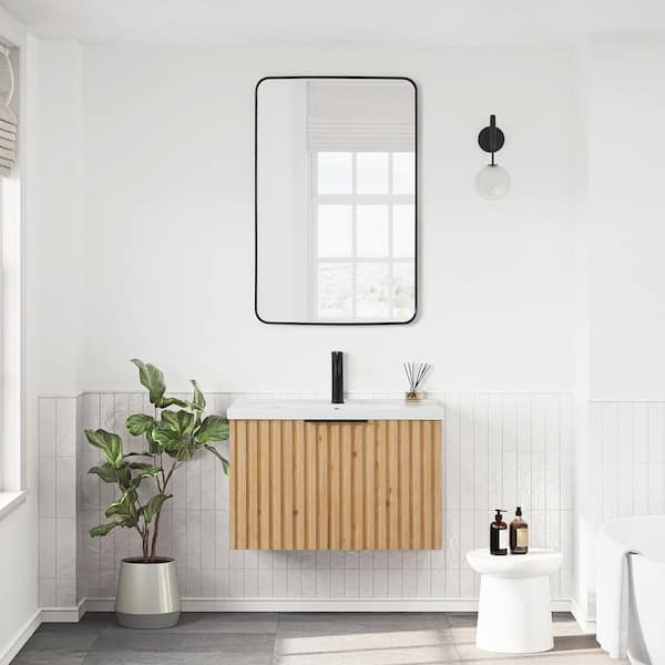 ROSWELL Manila 29.9 in. W x 18.1 in. D x 19.3 in. H Single Sink Bath Vanity in Washed Ash Grey with White Ceramic Basin Top