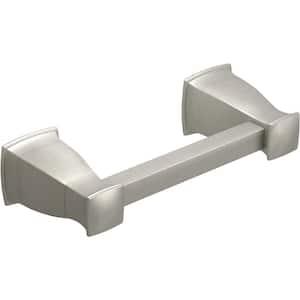 Hensley Pivoting Double Post Toilet Paper Holder with Press and Mark in Brushed Nickel