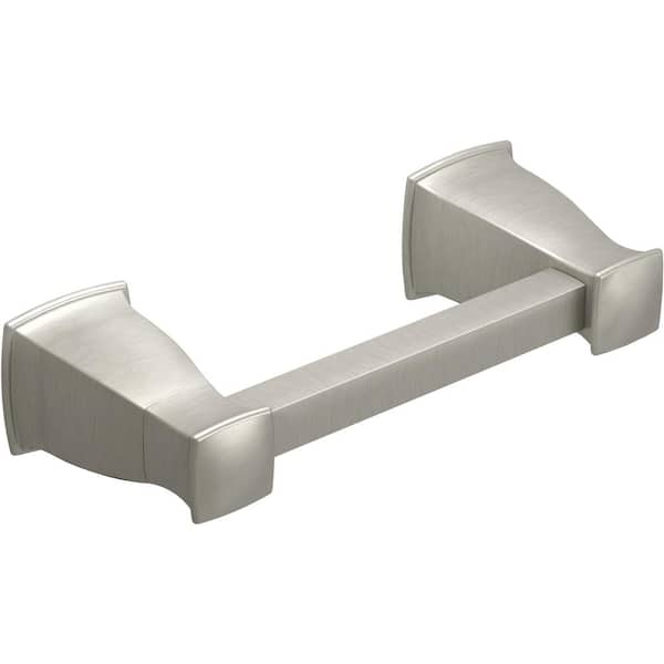 MOEN Hensley Pivoting Double Post Toilet Paper Holder with Press and Mark  in Brushed Nickel y3508bn - The Home Depot