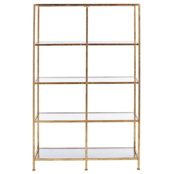 null 62 in. Gold Metal 4-shelf Accent Bookcase with Open Back