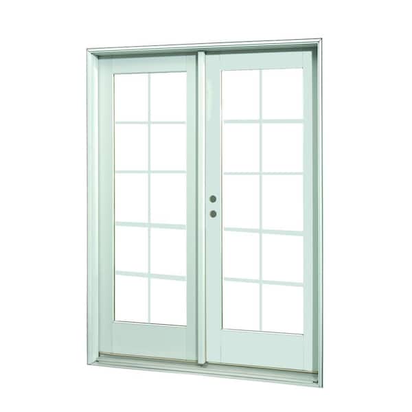 Ashworth 60 in. x 80 in.White 10-Lite Prehung Right-Hand Inswing Grille Patio Door