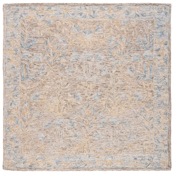 Jardin 6 ft. x 6 ft. Beige/Gray Abstract Border Square Area Rug