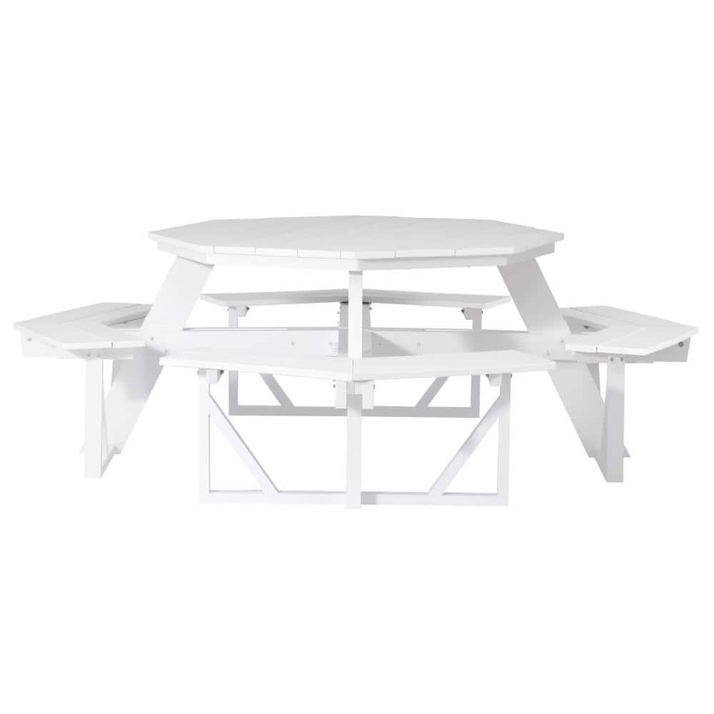 "Evergreen Outdoor Patio 8-Person Poly Plastic 48"" Octagon Picnic Table w/ Umbrella Holder, White" price history on PriceWatchPro