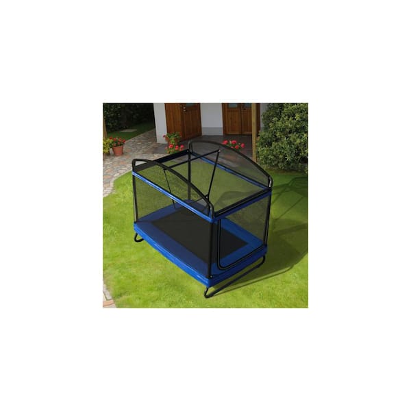 Unbranded Trampoline Black and Blue, Rectangular Tumbling Trampoline